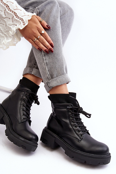 Жіночі чорні зимові черевики з носком Rivella