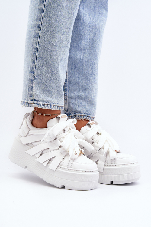 Білі масивні кросівки на платформі Zazoo 2F-7033