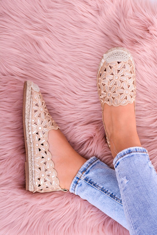 Жіночі балерини Lu Boo Золоті еспадрільї в кольорі Flowers Macarena