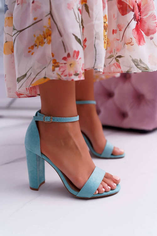 Жіночі босоніжки на шпильці замшеві м'ятні Anastasie