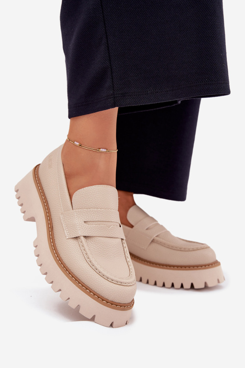 Жіночі Мокасини На Платформі І З Плоским Каблуком Big Star NN274050 Бежеві