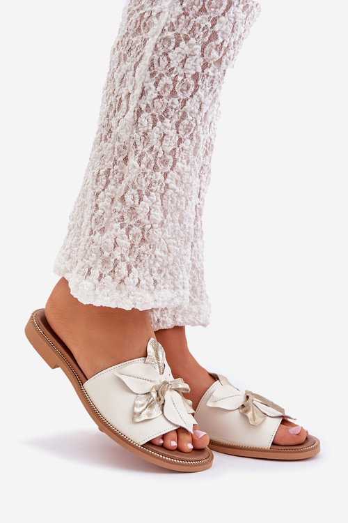 Сандалі З Декорацією Природна Шкіра Зазу 3667 Білі