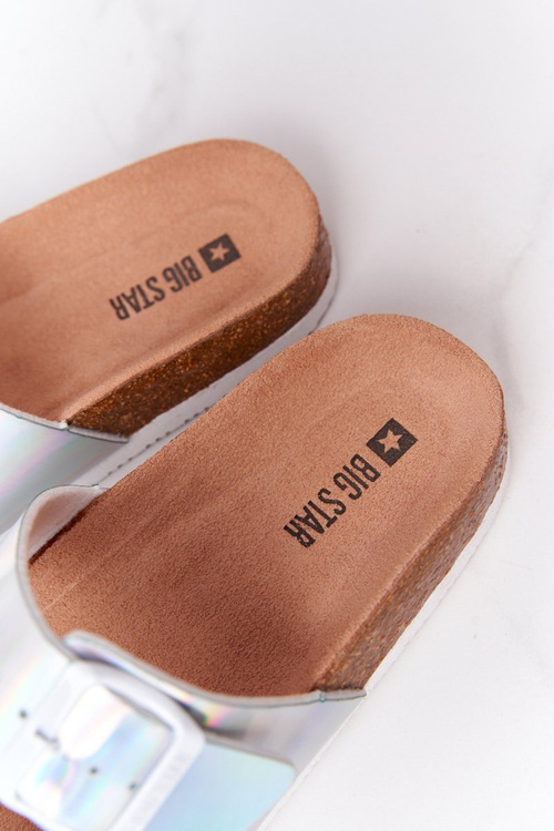 Шкіряні профільовані тапочки Big Star HH274895 Silver