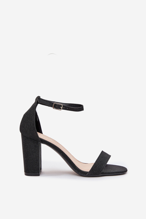 Блискучі жіночі сандалі на підборах чорні Kavina