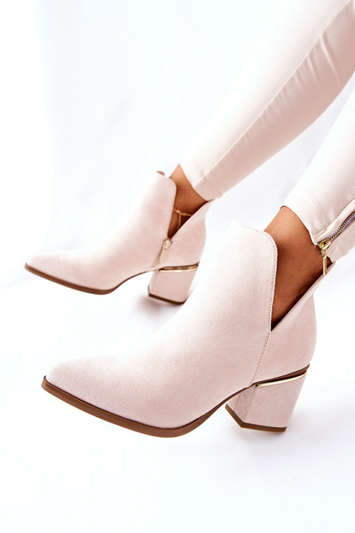 Жіночі замшеві чоботи з вирізами Бежеві Noel