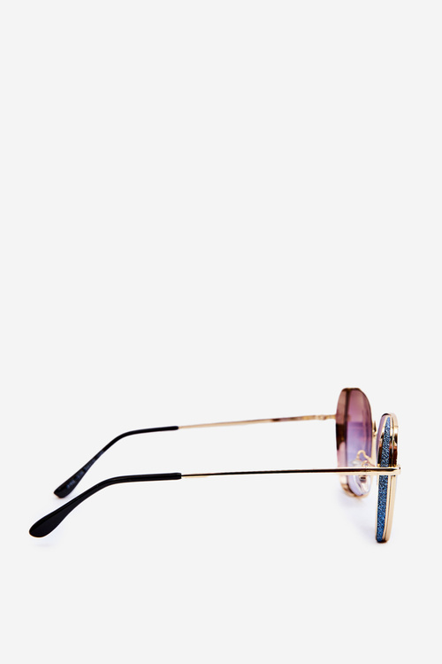 Жіночі сонцезахисні окуляри зі вставками з блискітками UV400 Gold-Blue