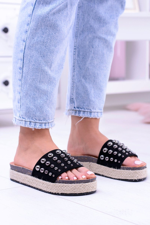 Жіночі чорні шльопанці з цирконію Orto