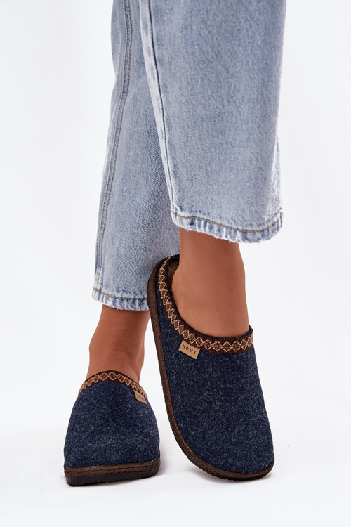 Жіночі капці з вишивкою Inblu NL000009 темно-синій