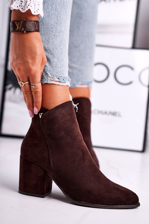 Жіночі чоботи на каблуці коричневі So Good