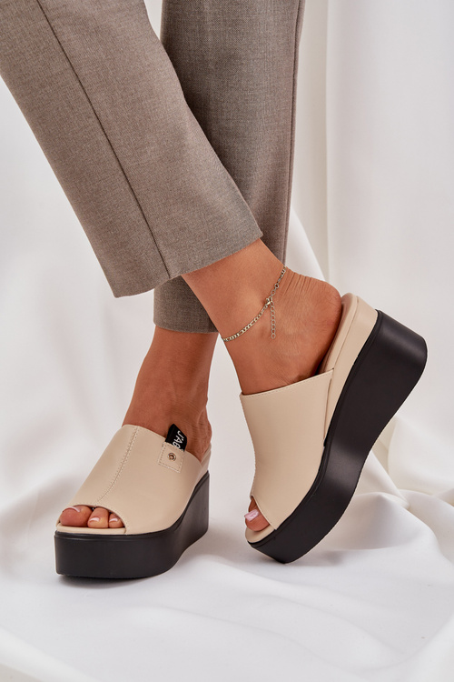 Сандалі На Платформі І Каблуці Еко Шкіра Бежеві Eridoria