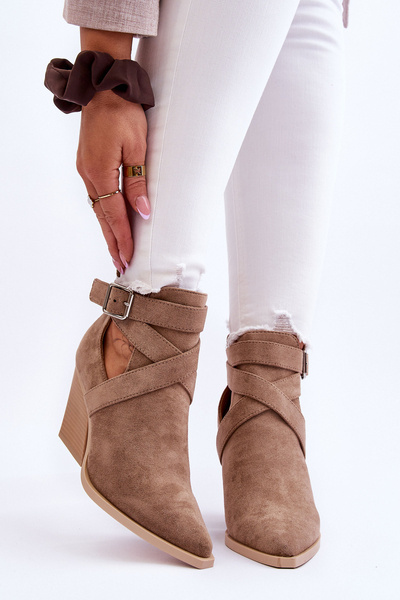 Жіночі замшеві ковбойські чоботи темно-бежеві Dennise