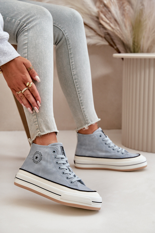 Теплі жіночі кросівки на платформі з еко шкіри Big Star OO274069 Сині