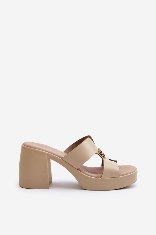 Zazoo 40419 Шкіряні жіночі босоніжки з вирізами та орнаментом Бежеві