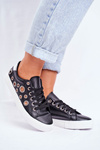 Жіночі кросівки з дірками і цирконами Чорні рокса