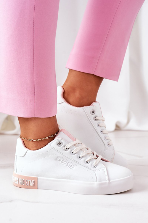 Жіночі шкіряні кросівки BIG STAR II274033 біло-рожеві