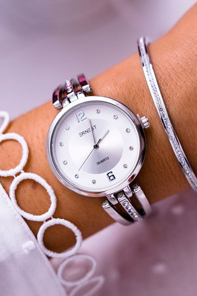 Жіночий годинник Ernest Zircons Silver Alendi