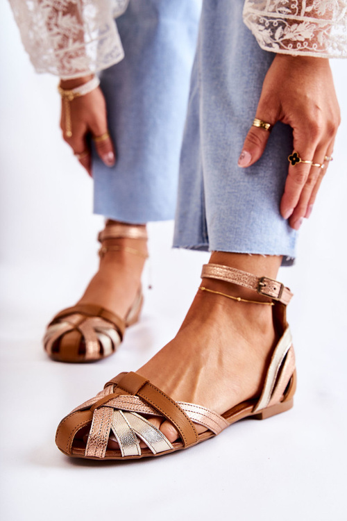 Шкіряні жіночі босоніжки Maciejka 01924-32 золотисто-коричневі