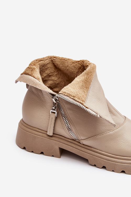 Жіночі шкіряні ботильйони Laura Messi 2620/199 Beige на плоскому каблуці