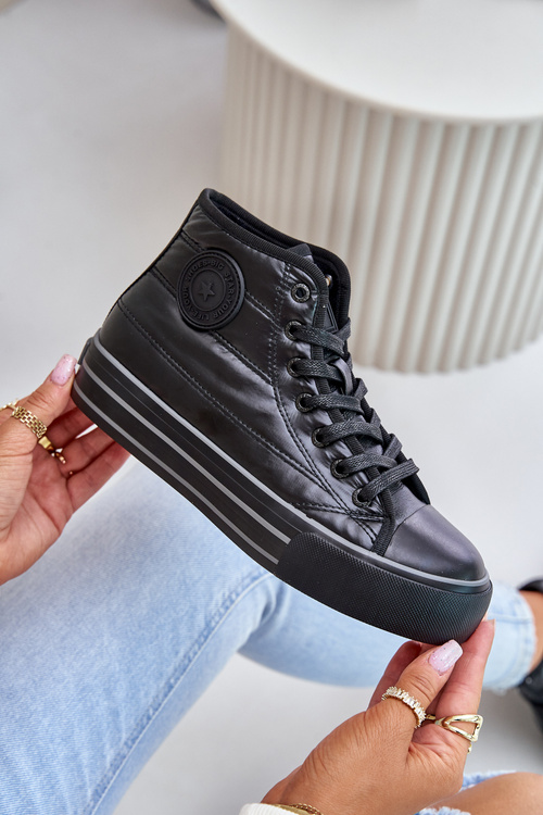 Теплі жіночі кросівки на платформі OO274A471 Чорні