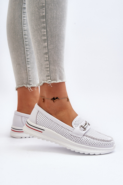 Білі жіночі шкіряні мокасини Veridinna