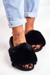 Гумові тапочки з еко хутром Чорні Sensitive