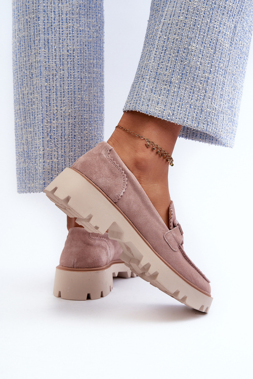 Жіночі бежеві замшеві мокасини з орнаментом D&A TW117 Бежеві