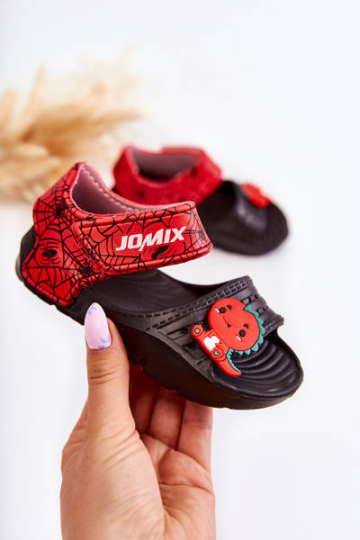 Дитячі світлі босоніжки з декором Black-Red Trusty