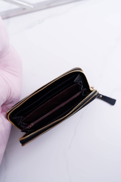Жіночий гаманець великий з чорного золота на блискавці