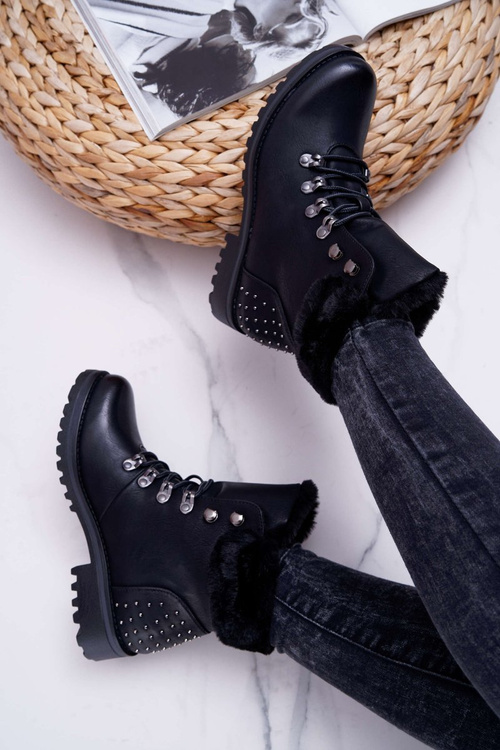 Чоботи жіночі Trappers зі штучного хутра чорні Ергост