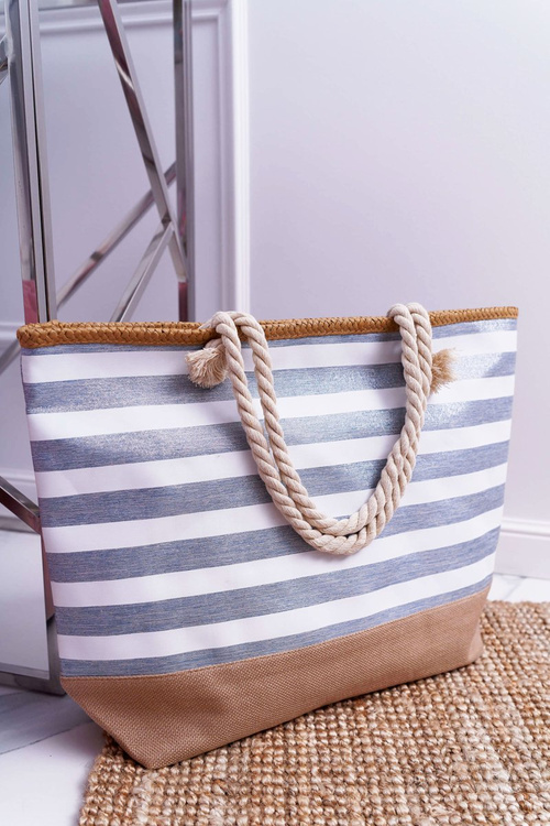 Пляжна велика сіра сумка Сумка жіноча темно-синя