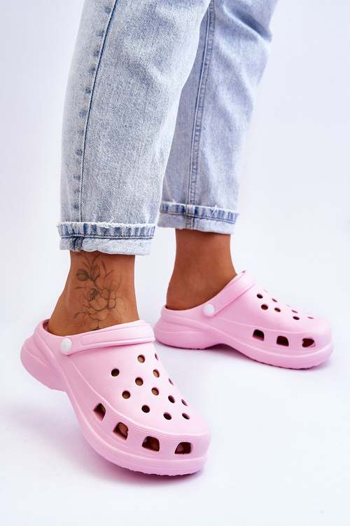 Поролонові босоніжки Crocs на масивній підошві Pink Katniss