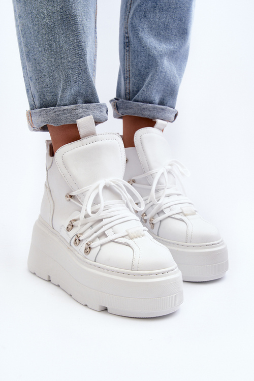 Біле шкіряне жіноче спортивне взуття Zazoo 3416