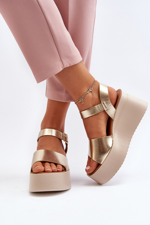 Жіночі босоніжки на танкетці Gold Geferia