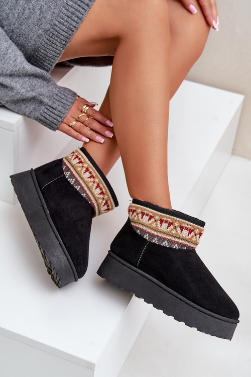 Жіночі зимові черевики з малюнком на платформі Чорні Avatharia