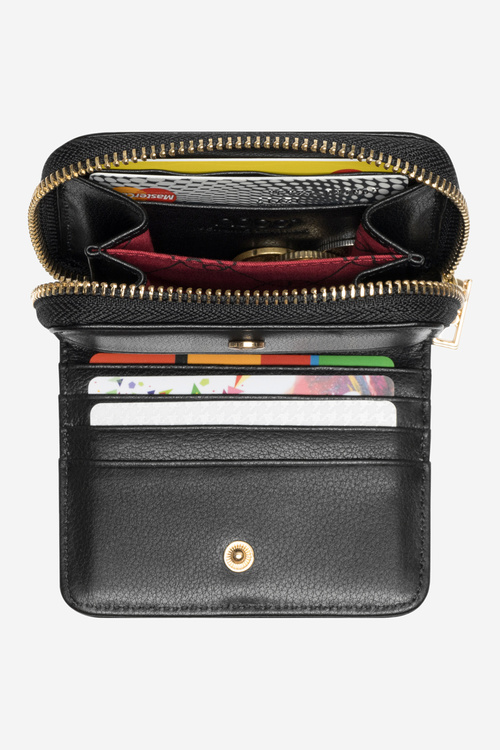 Жіночий гаманець з натуральної шкіри з тваринним принтом маленький Nobo NPUR-LR0020-C020 чорний