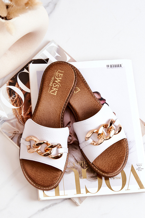 Шкіряні шльопанці Lewski 3052 білі