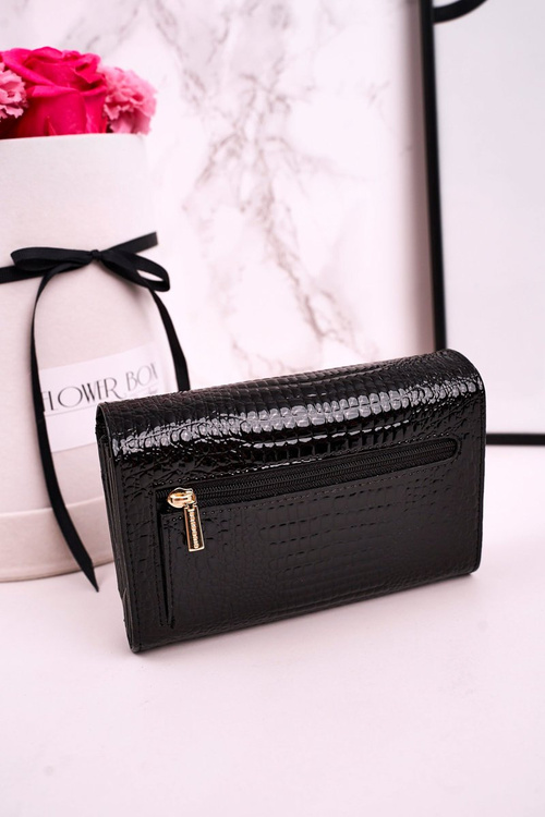 Великий шкіряний жіночий гаманець GREGORIO Shiny Black