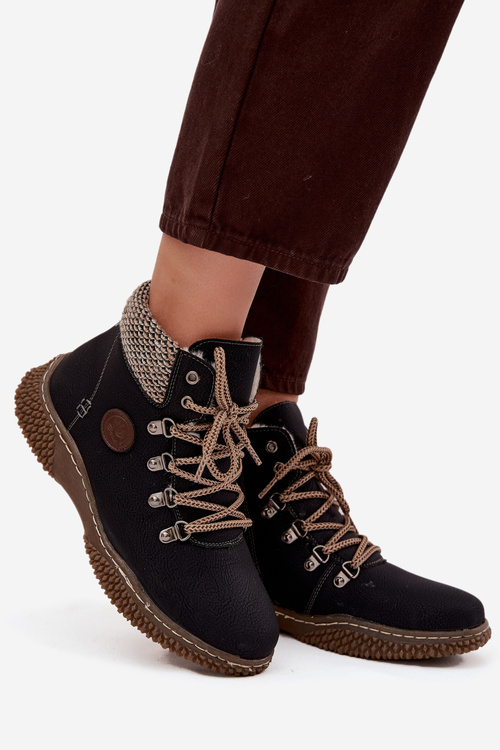 Утеплені ботильйони трапер жіночі чорні Zenaya