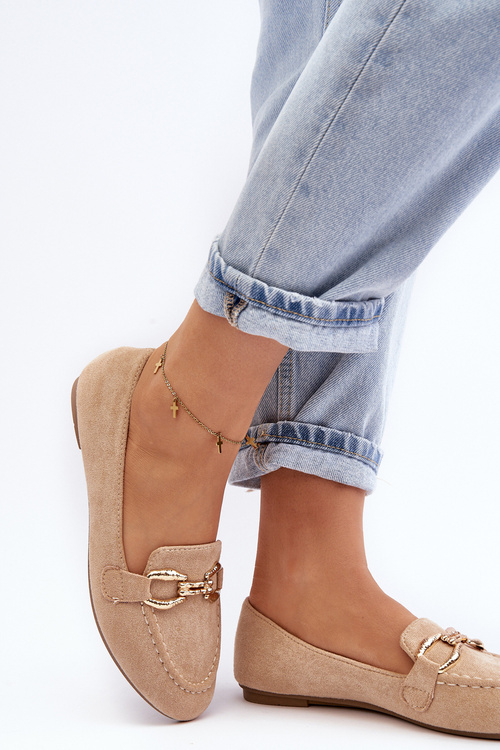 Жіночі лофери з бежевим декором Гана