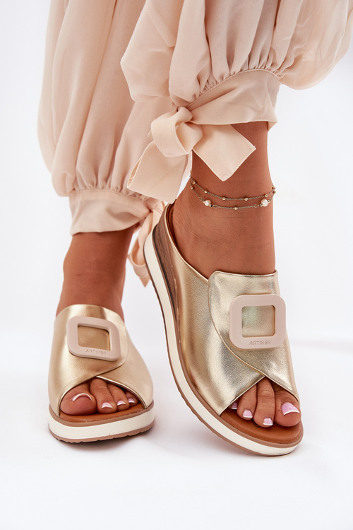 Жіночі шкіряні сандалі на платформі Artiker 56C2146 золоті