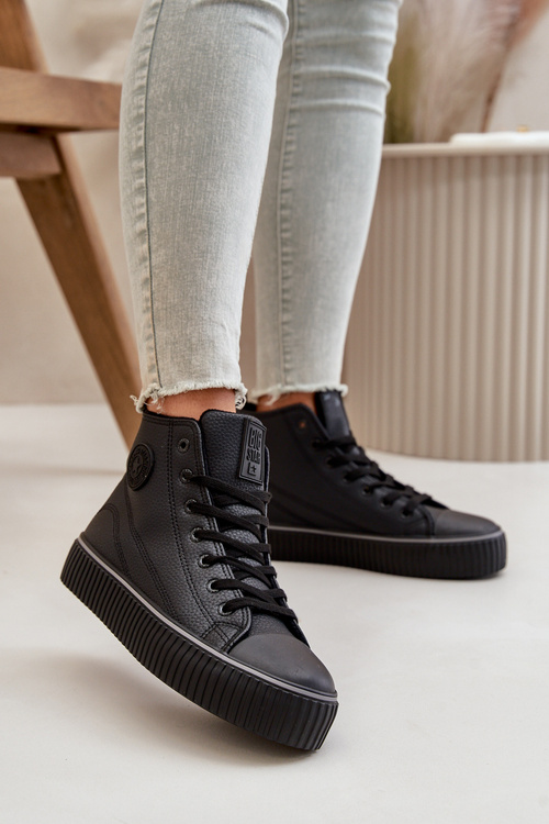 Жіночі утеплені кросівки з еко шкіри Big Star OO274790 Чорні