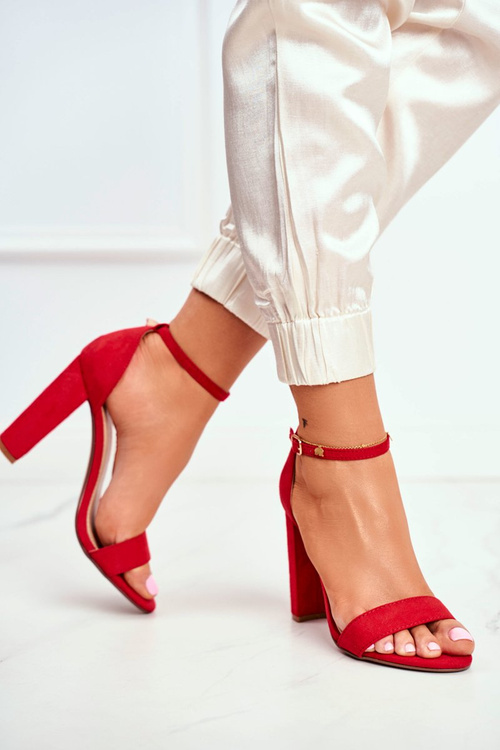 Жіночі босоніжки на шпильці замшеві червоні Anastasie