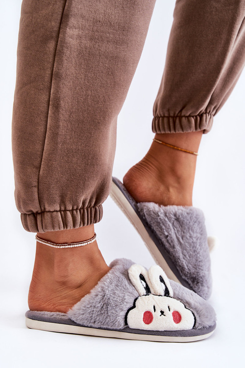 Жіночі хутряні тапочки з кроликом Грей Тріша