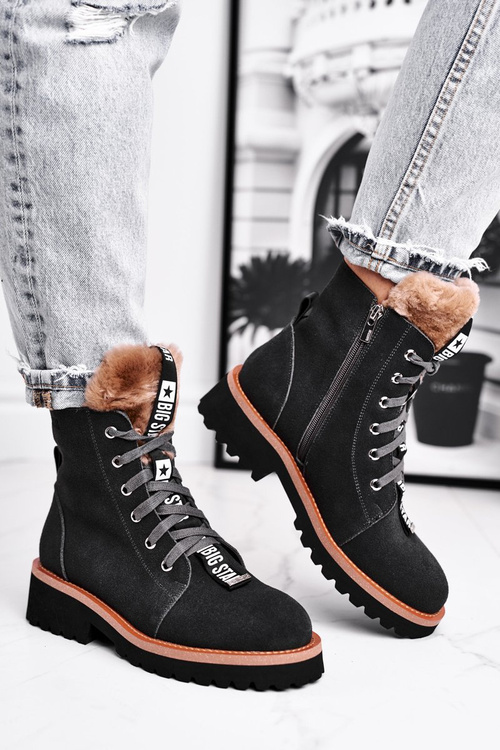 Жіночі туристичні черевики на плоскій підошві Suede Big Star Grey GG274903