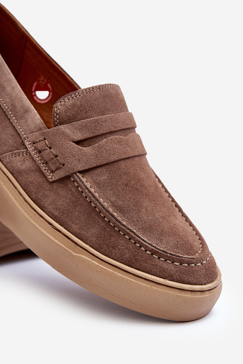 Чоловічі замшеві лофери Zazoo 1574 Темно-бежеві