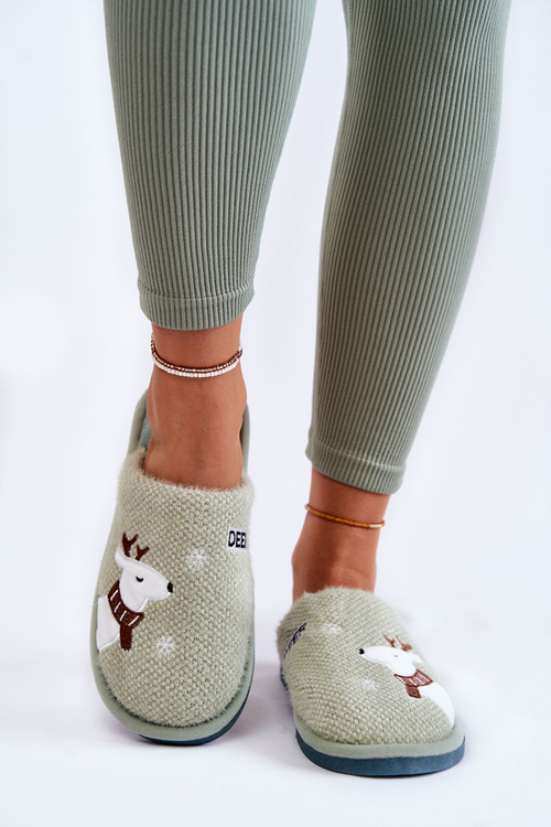 Жіночі різдвяні тапочки з зеленим оленем Millio