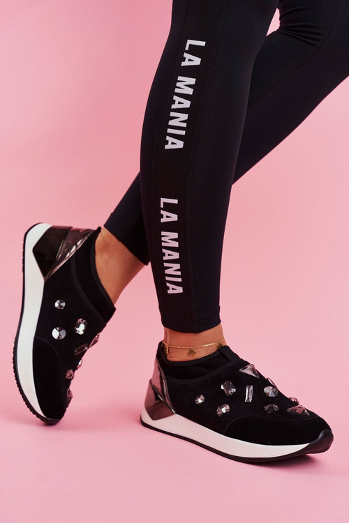 Жіноче спортивне взуття з цирконами Black Todo