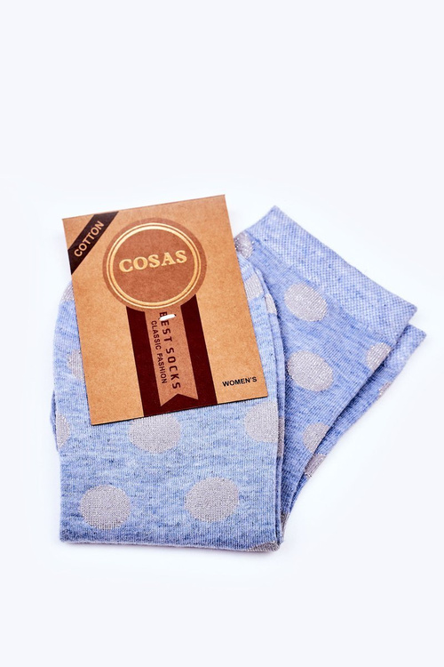 Шкарпетки жіночі бавовняні в горошок COSAS сині