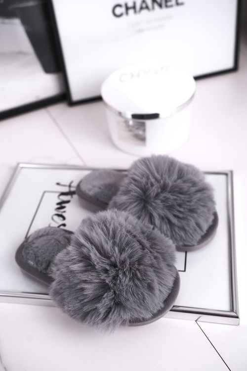 Дитячі тапочки з хутром сірий сніжок