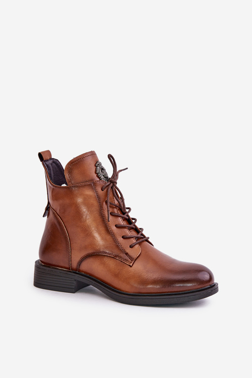 Утеплені ботильйони на плоскій каблуці з декором Camel Leonise